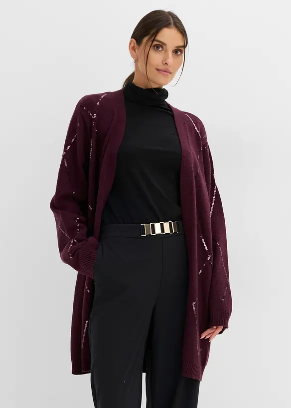 Longstrickjacke mit Pailletten, bonprix