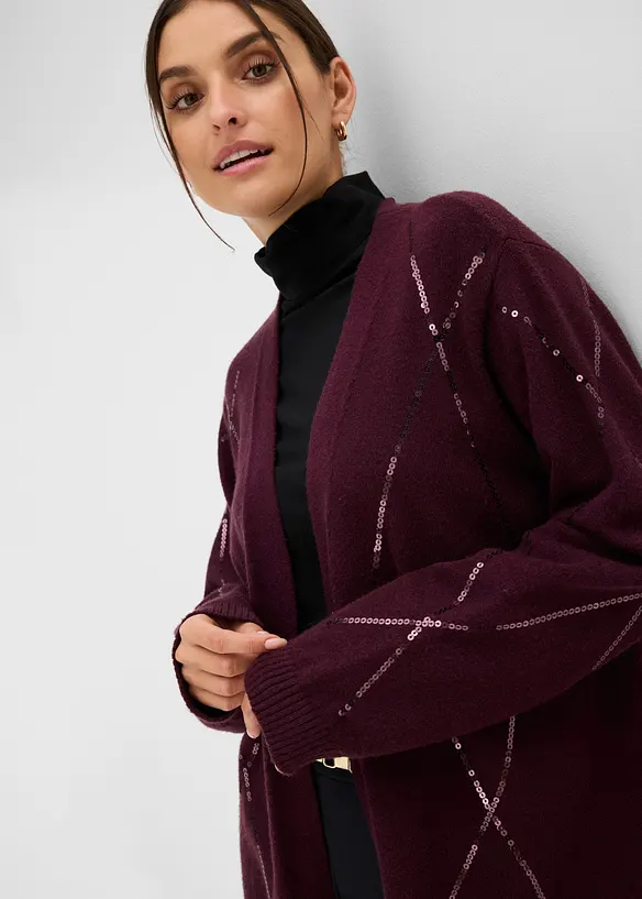 Longstrickjacke mit Pailletten, bonprix