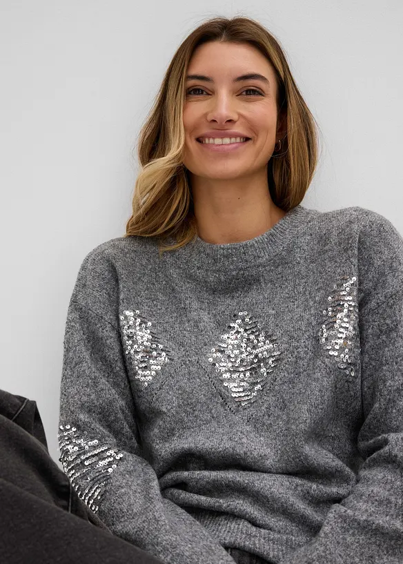 Pullover mit Pailletten-Applikation, bonprix
