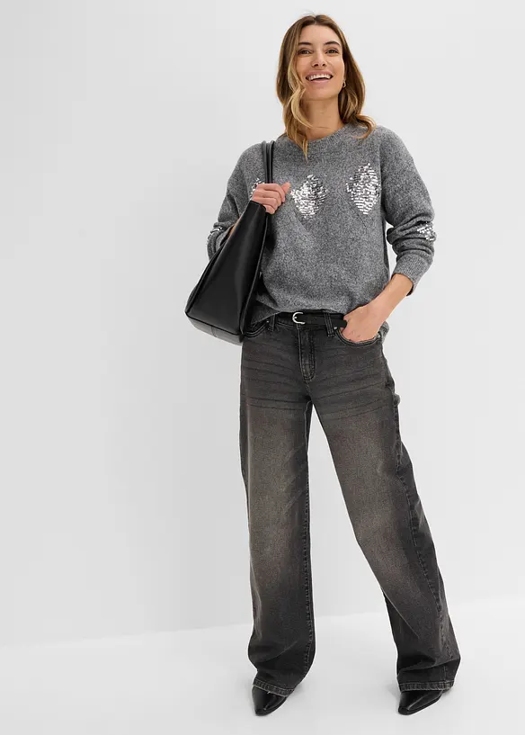 Pullover mit Pailletten-Applikation, bonprix