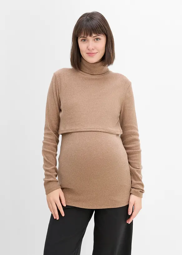 Pull douillet &agrave; col roul&eacute; pour la grossesse et l&rsquo;allaitement, bonprix
