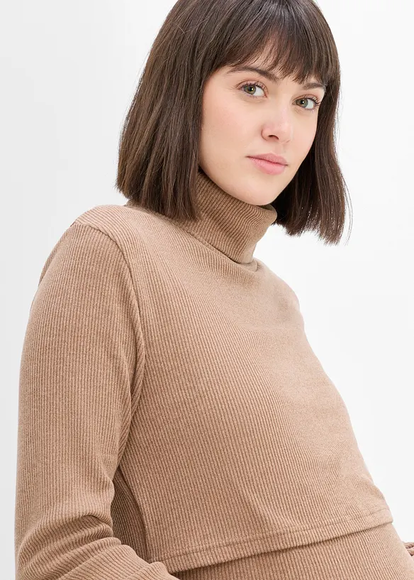 Pull douillet &agrave; col roul&eacute; pour la grossesse et l&rsquo;allaitement, bonprix