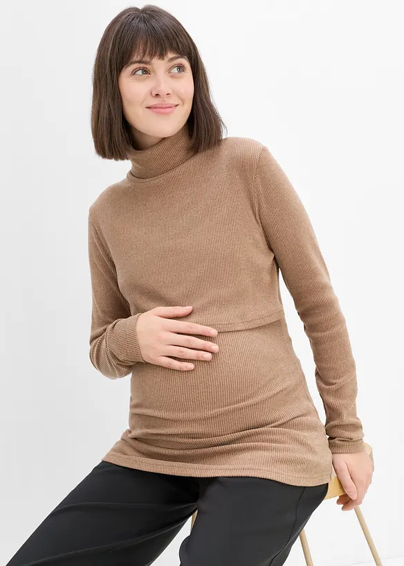 Pull douillet &agrave; col roul&eacute; pour la grossesse et l&rsquo;allaitement, bonprix