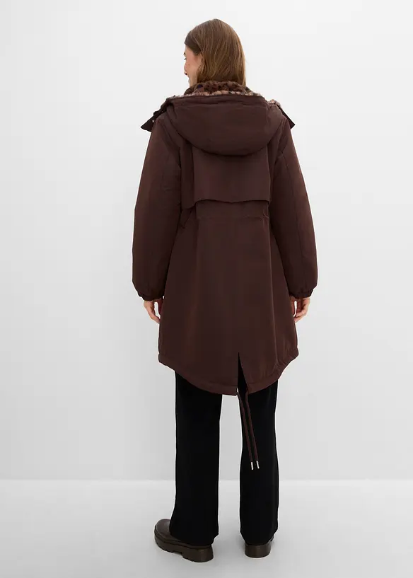 Manteau technique d&eacute;perlant avec doublure en peluche l&eacute;opard, bonprix
