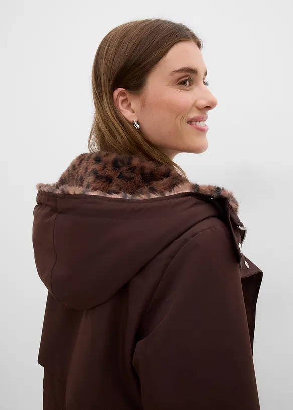 Manteau technique d&eacute;perlant avec doublure en peluche l&eacute;opard, bonprix