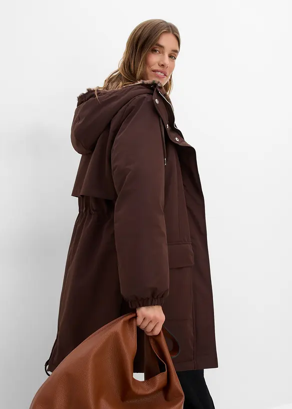 Manteau technique d&eacute;perlant avec doublure en peluche l&eacute;opard, bonprix