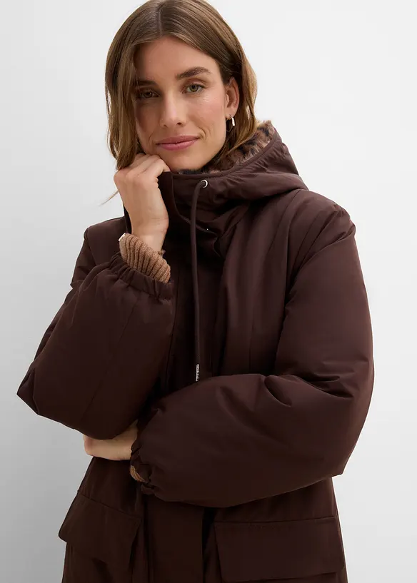 Manteau technique d&eacute;perlant avec doublure en peluche l&eacute;opard, bonprix