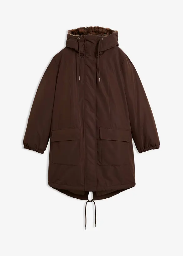 Manteau technique d&eacute;perlant avec doublure en peluche l&eacute;opard, bonprix