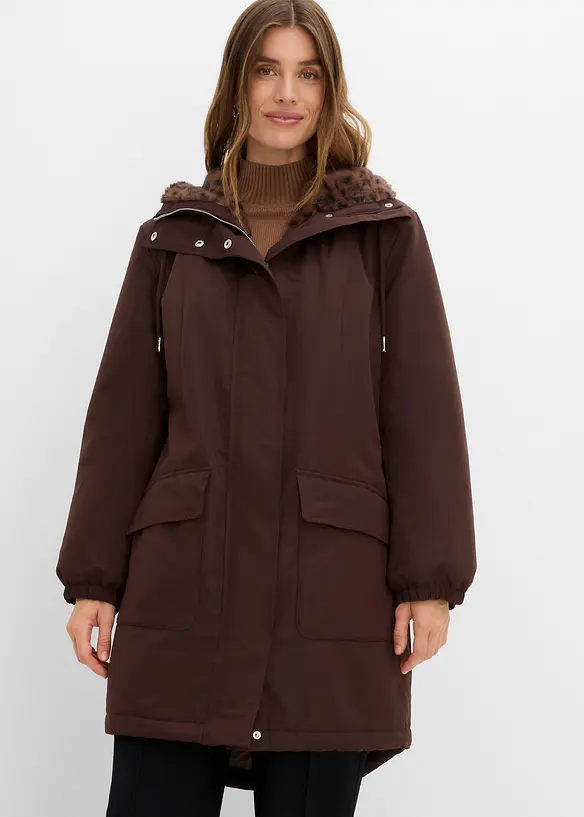 Manteau technique d&eacute;perlant avec doublure en peluche l&eacute;opard, bonprix