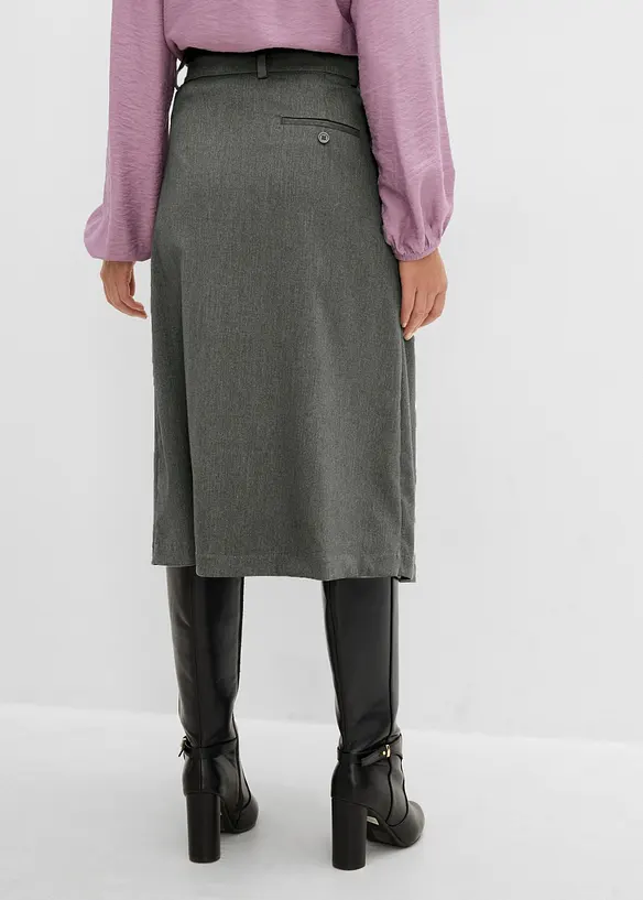 Jupe midi en viscose m&eacute;lang&eacute;e douce, bonprix