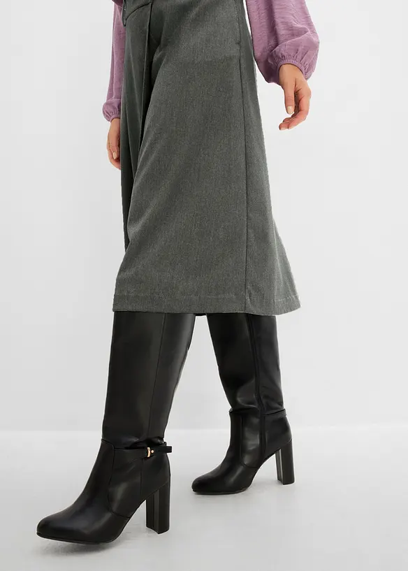 Jupe midi en viscose m&eacute;lang&eacute;e douce, bonprix