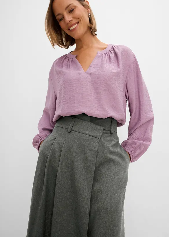 Jupe midi en viscose m&eacute;lang&eacute;e douce, bonprix