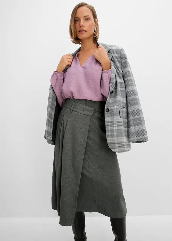 Jupe midi en viscose m&eacute;lang&eacute;e douce, bonprix