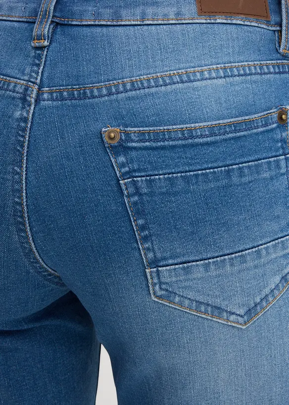 Bermuda en jean stretch avec revers color&eacute;, bonprix