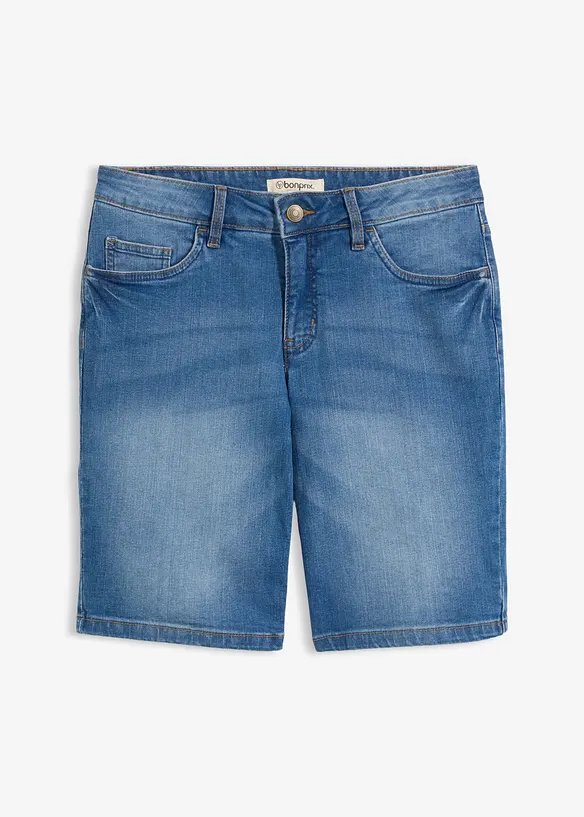 Bermuda en jean stretch avec revers color&eacute;, bonprix