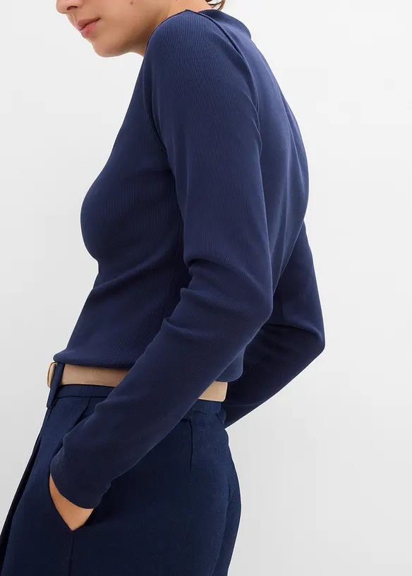 Geripptes Langarmshirt, bonprix