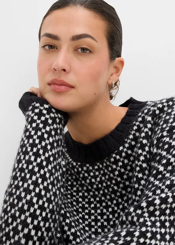 Grobstrick-Pullover mit Jacquardmuster, bonprix