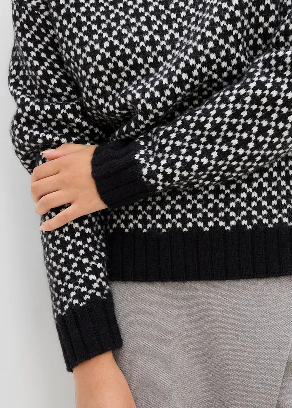 Grobstrick-Pullover mit Jacquardmuster, bonprix