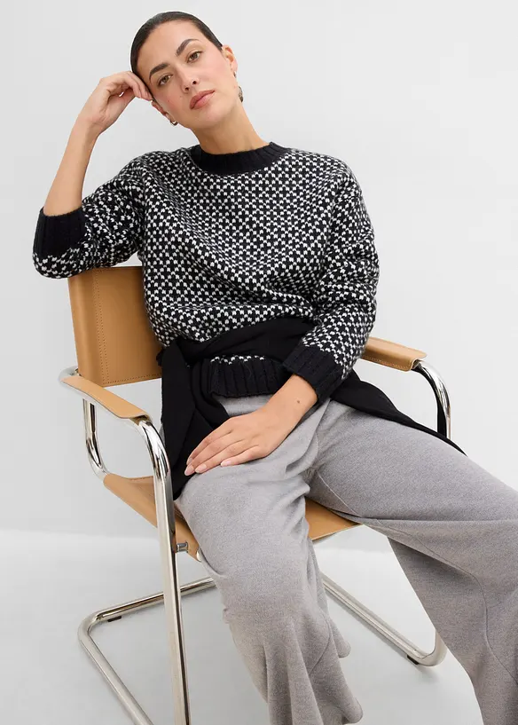 Grobstrick-Pullover mit Jacquardmuster, bonprix