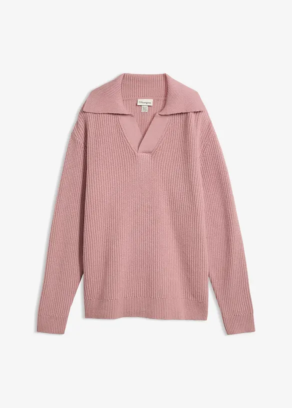 Grobstrick-Pullover im Polo-Stil, bonprix