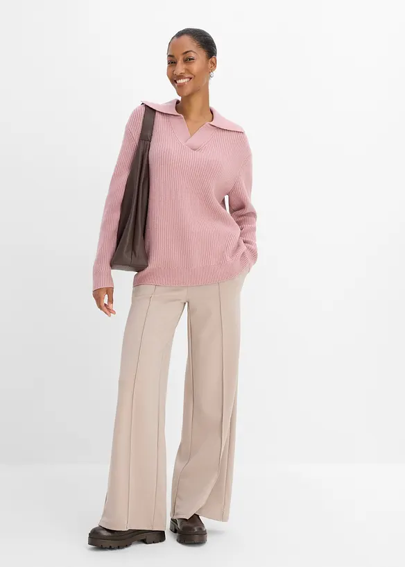 Grobstrick-Pullover im Polo-Stil, bonprix
