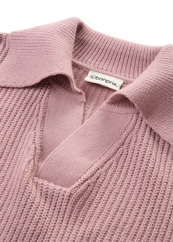 Grobstrick-Pullover im Polo-Stil, bonprix
