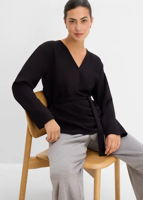 Wickelshirt aus feinem Viskose-Mix, bonprix