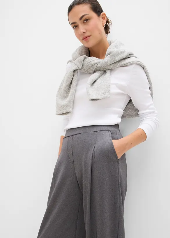 Pantalon Barrel en mati&egrave;re n&eacute;opr&egrave;ne douce, bonprix