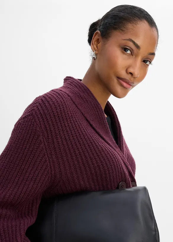 Grobstrickjacke mit Umlegekragen, bonprix