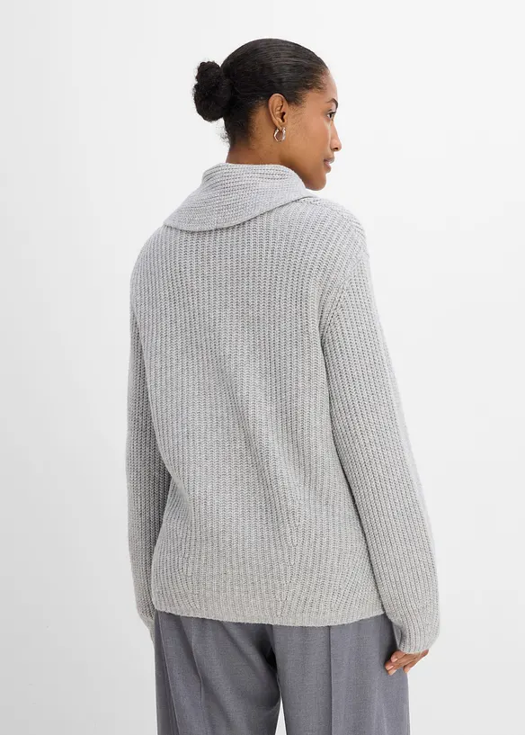 Gilet en grosse maille &agrave; col rabattu, bonprix