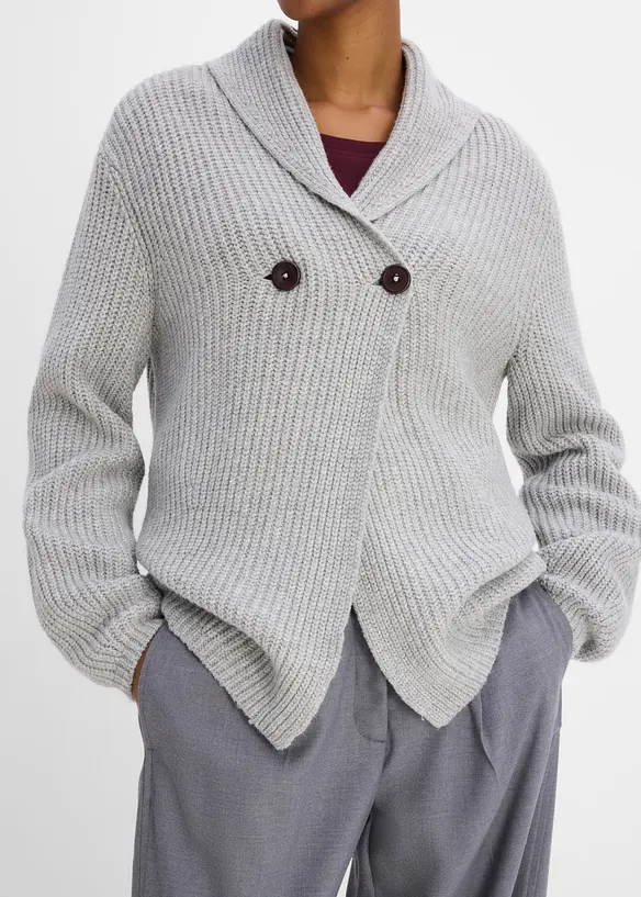 Gilet en grosse maille &agrave; col rabattu, bonprix