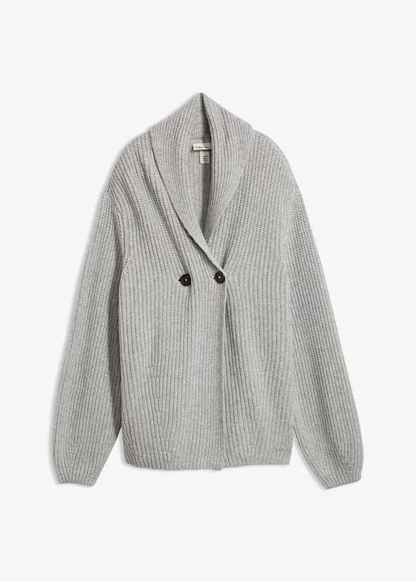 Gilet en grosse maille &agrave; col rabattu, bonprix