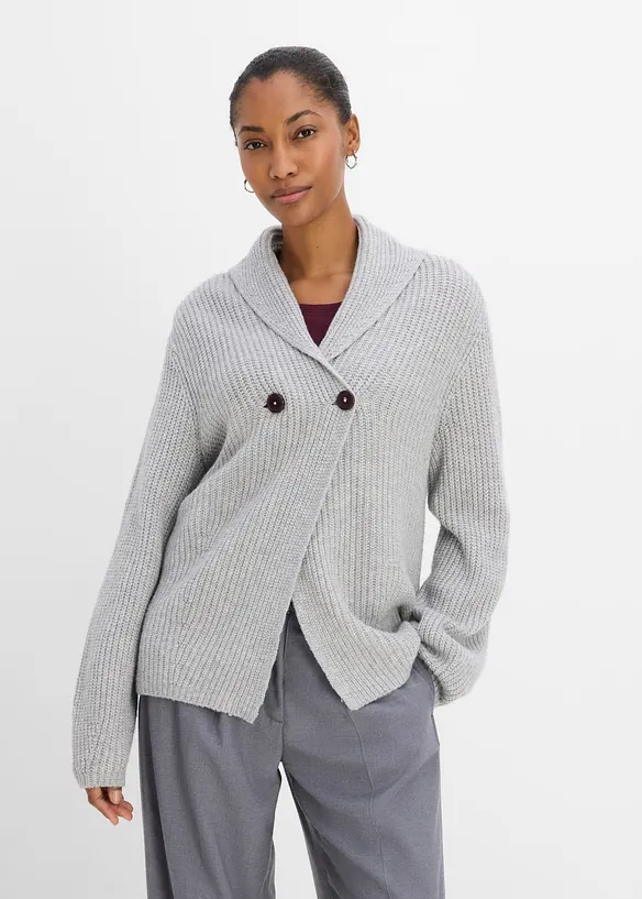 Gilet en grosse maille &agrave; col rabattu, bonprix