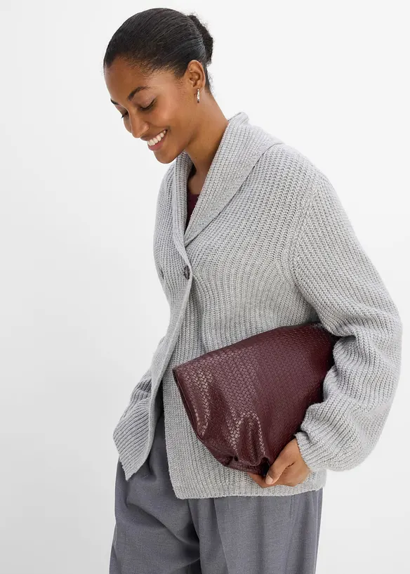 Gilet en grosse maille &agrave; col rabattu, bonprix