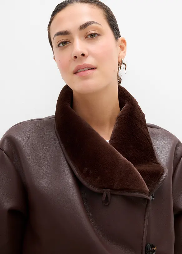 Manteau enduit &agrave; col montant, bonprix
