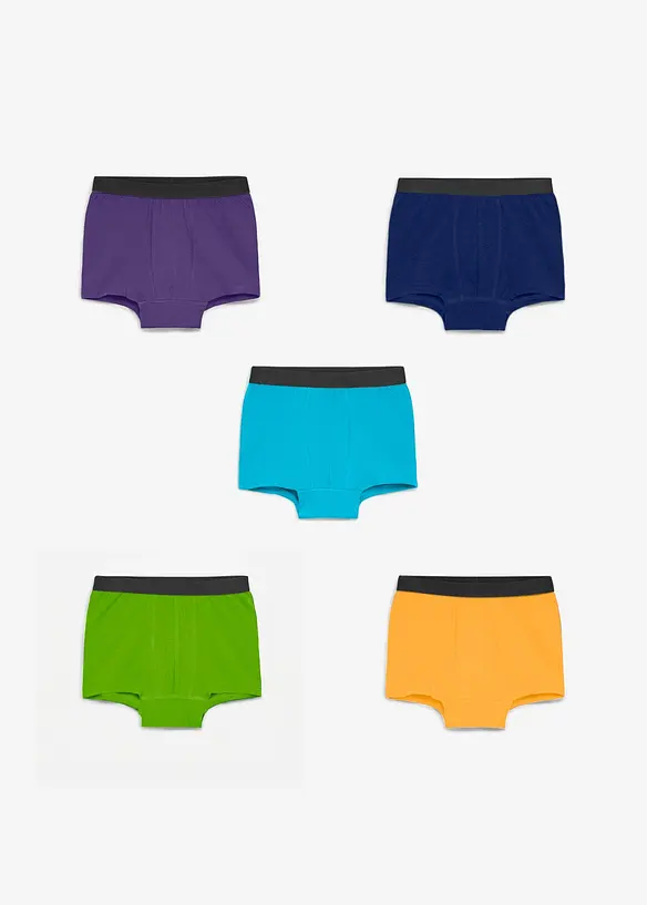 Lot de 5 boxers en coton doux, bonprix