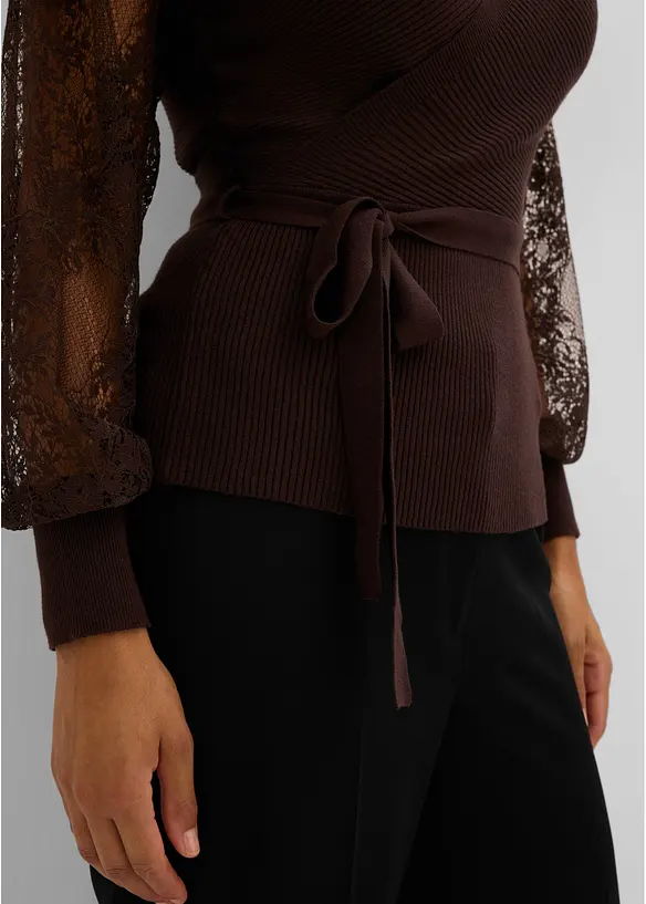 Feinstrickpullover mit Spitze, bonprix