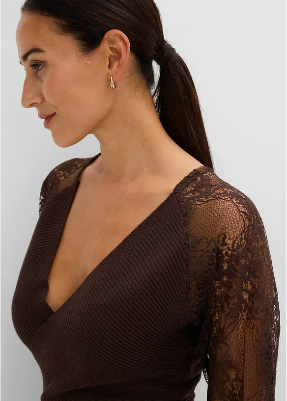 Feinstrickpullover mit Spitze, bonprix
