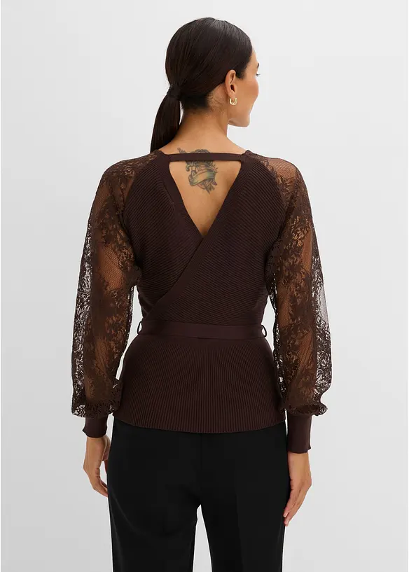 Feinstrickpullover mit Spitze, bonprix