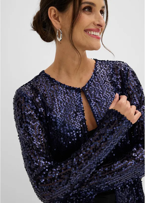 Long gilet &agrave; sequins, bonprix