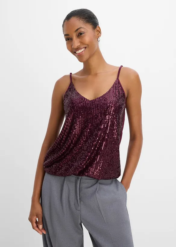 Top &agrave; bretelles spaghetti et sequins, bonprix