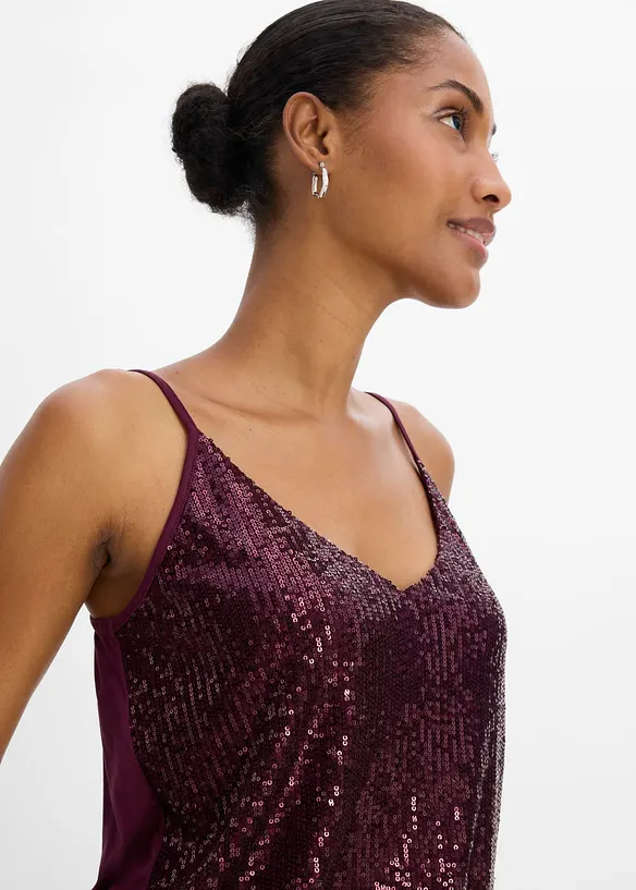 Top &agrave; bretelles spaghetti et sequins, bonprix