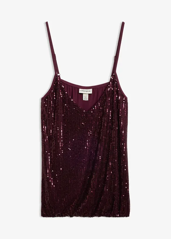 Top &agrave; bretelles spaghetti et sequins, bonprix