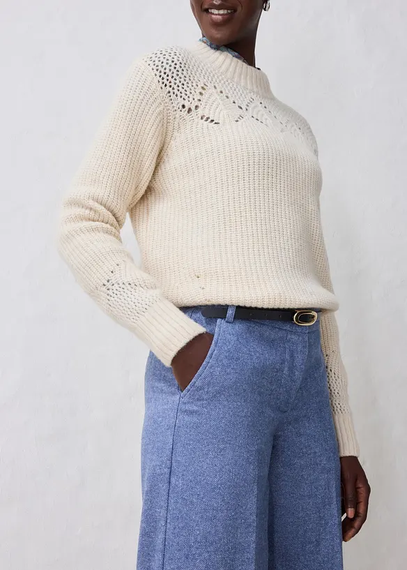 Pantalon &agrave; motif chevrons, laine majoritaire, bonprix