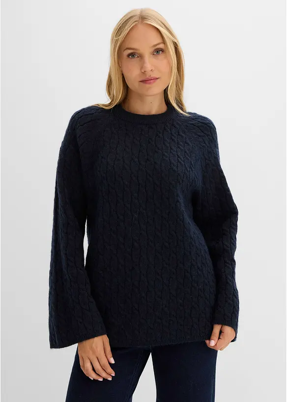 Oversize-Pullover mit Zopfmuster, bonprix