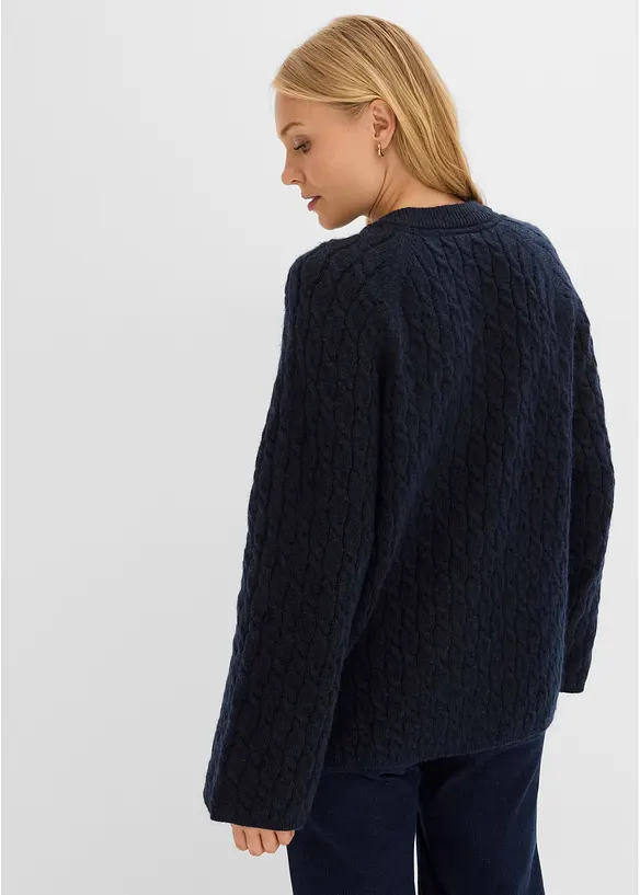 Oversize-Pullover mit Zopfmuster, bonprix