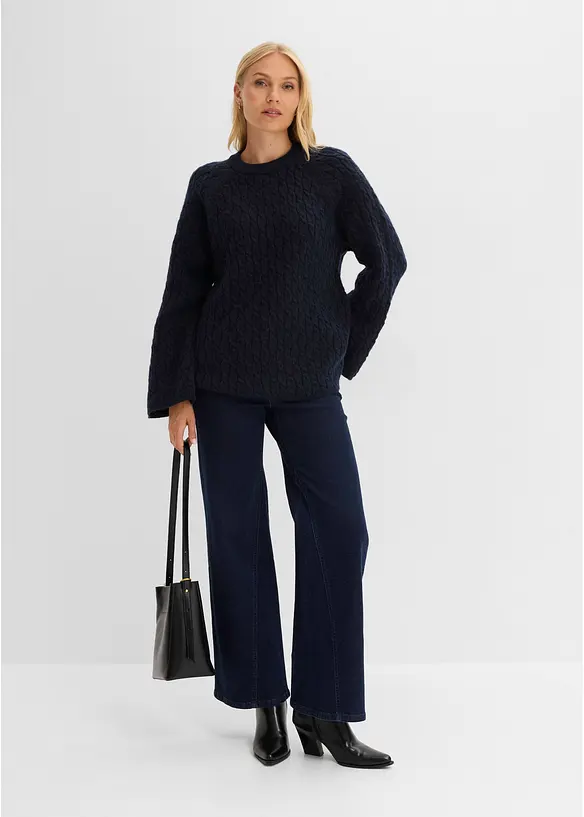 Oversize-Pullover mit Zopfmuster, bonprix