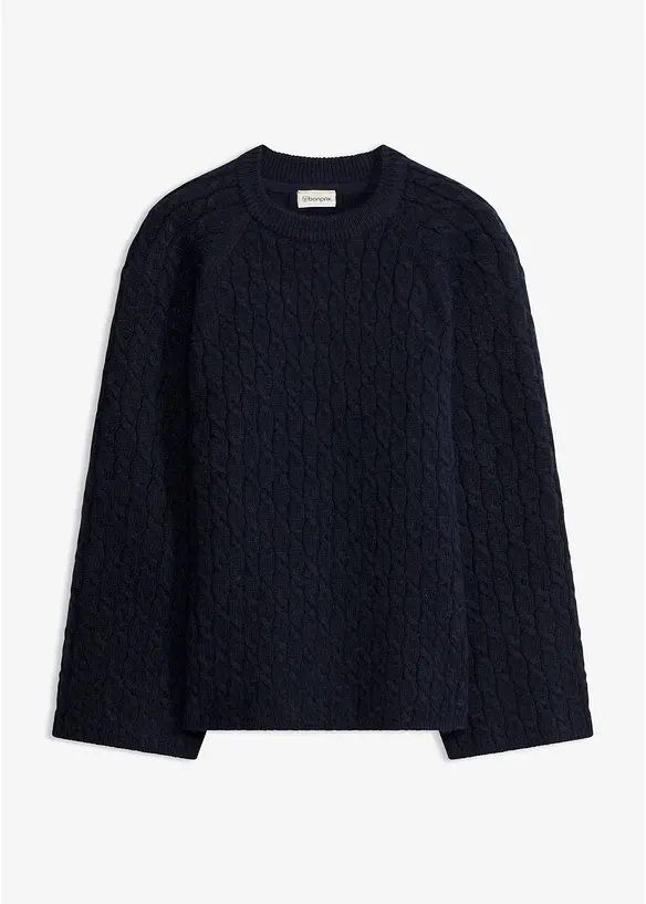 Oversize-Pullover mit Zopfmuster, bonprix