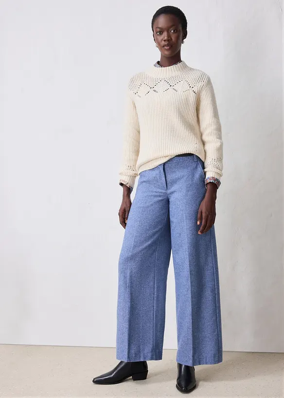 Pantalon &agrave; motif chevrons, laine majoritaire, bonprix