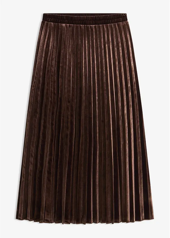 Jupe pliss&eacute;e en velours doux, bonprix